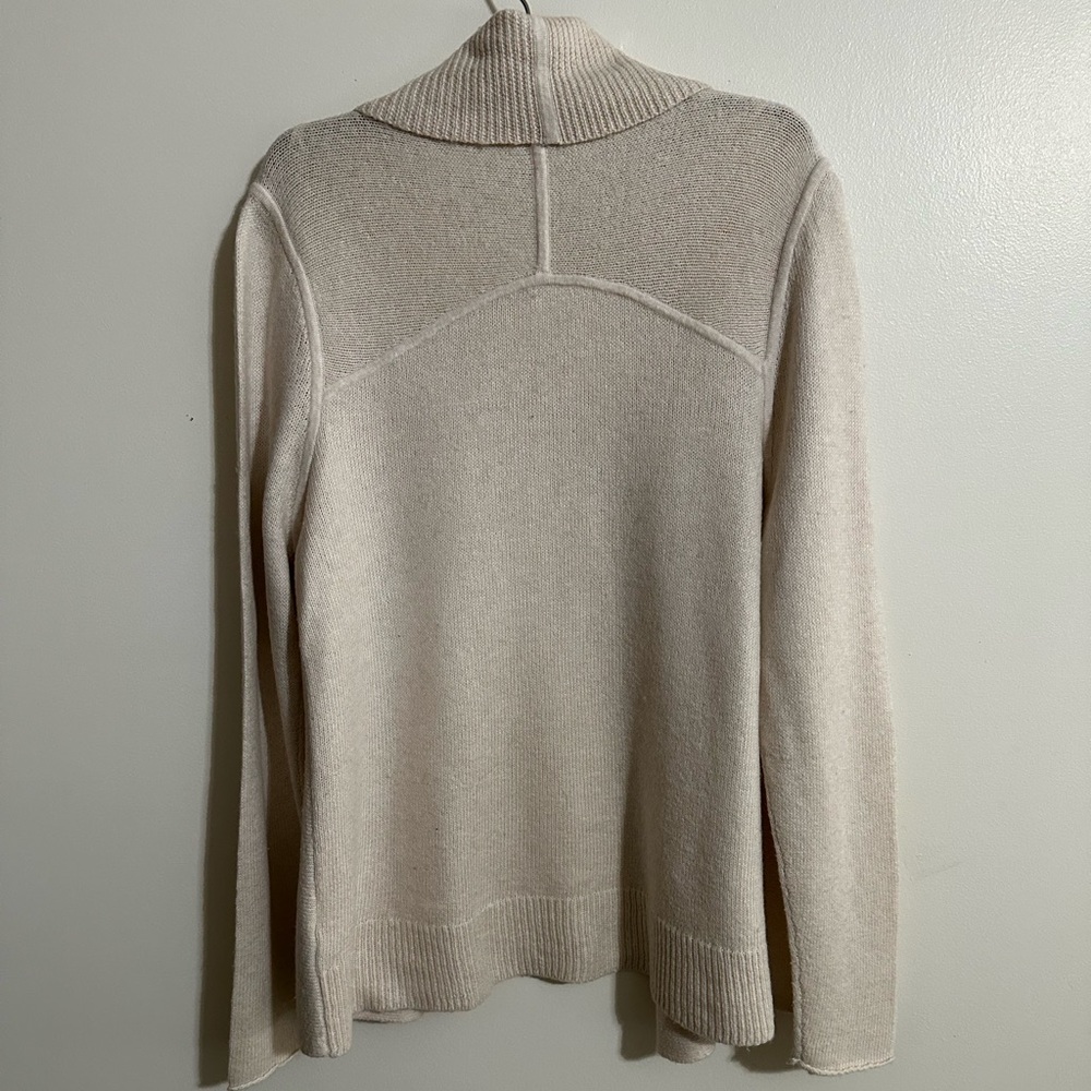 Nurture Cream Cotton/Wool Blend Shawl Collar Open Front Cardigan Sweater, Size L - Picture 3 of 7